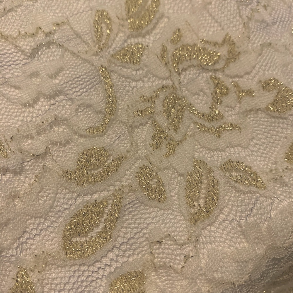 3/$20 White lace dress with hints of gold - Picture 3 of 5